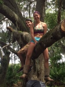 Darby and Brandon monkeying around in the canopy.
